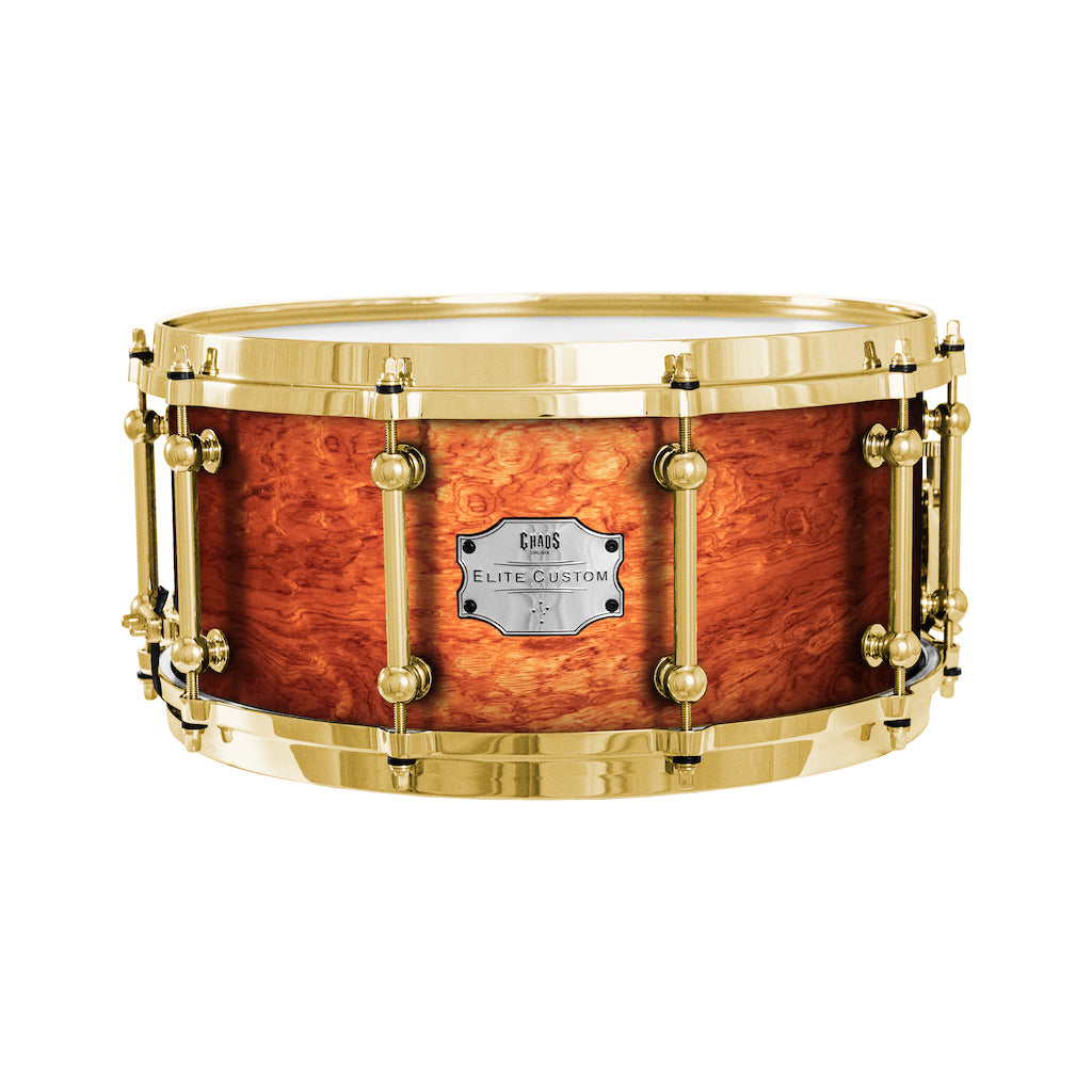 Chaos Elite Custom 14x6.5 Bubinga Re-Ring Snare Drum - Natural Gloss