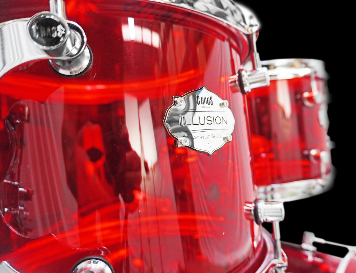 Chaos illusion drum kit - red acrylic drums