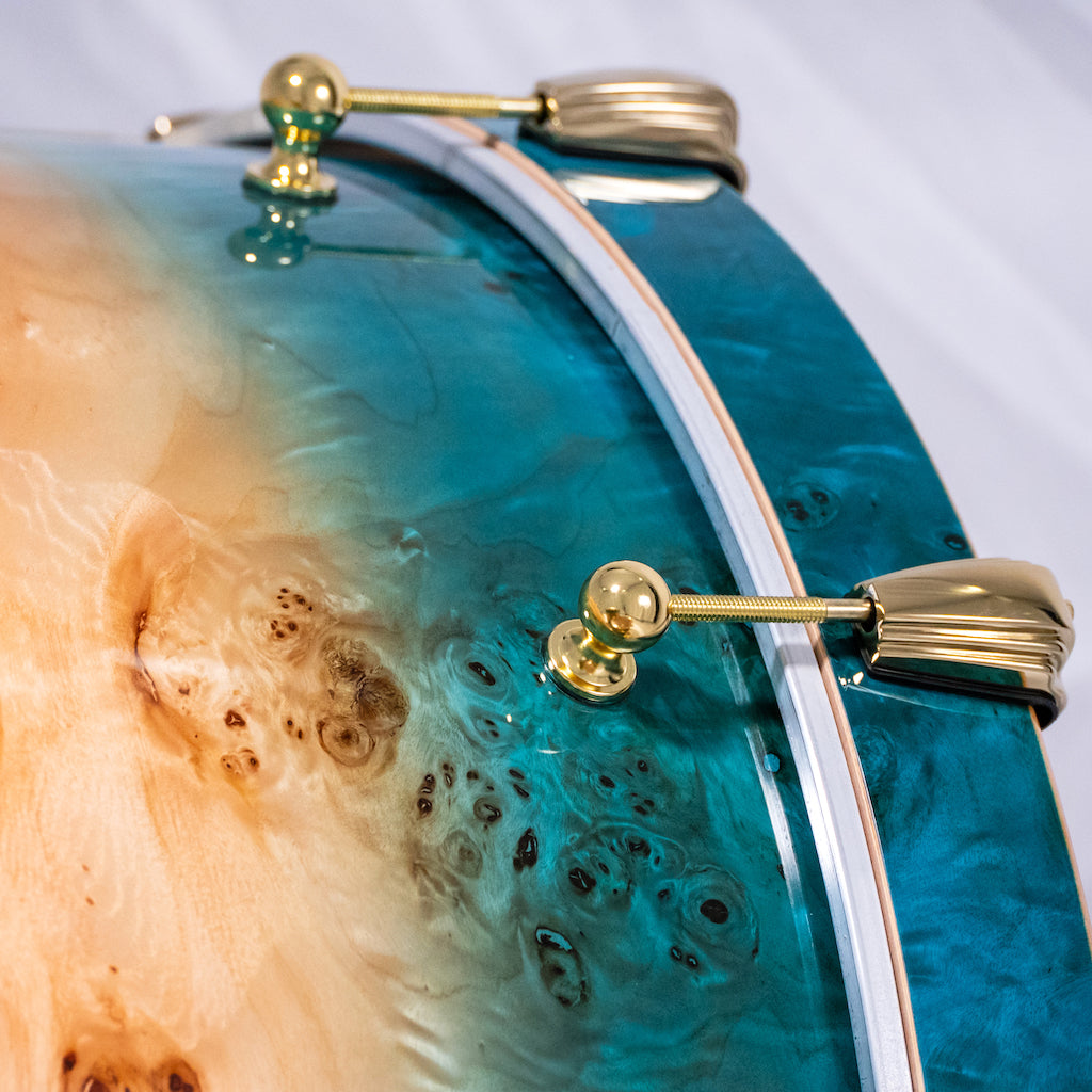 Chaos Elite Custom Drum Kit Maple & Mappa Burl Re-Rings - Blue Natural Burst