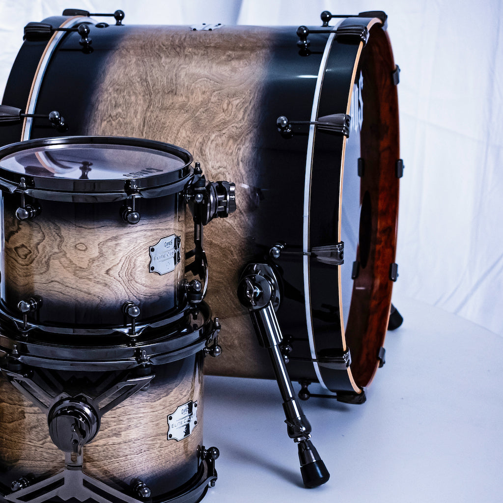 Chaos Elite Custom Drum Kit Birch & Bubinga - Black Natural Burst