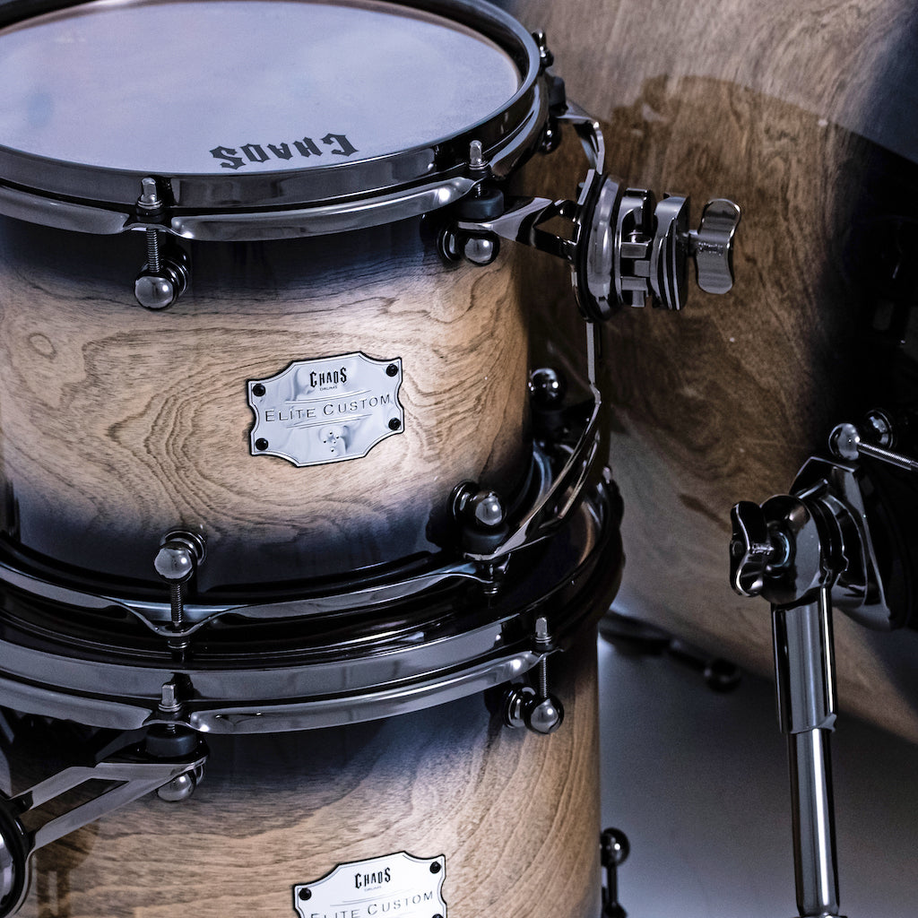 Chaos Elite Custom Drum Kit Birch & Bubinga - Black Natural Burst