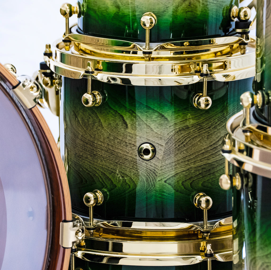 Chaos Elite Custom Drum Kit Birch & Bubinga - Green Natural Burst