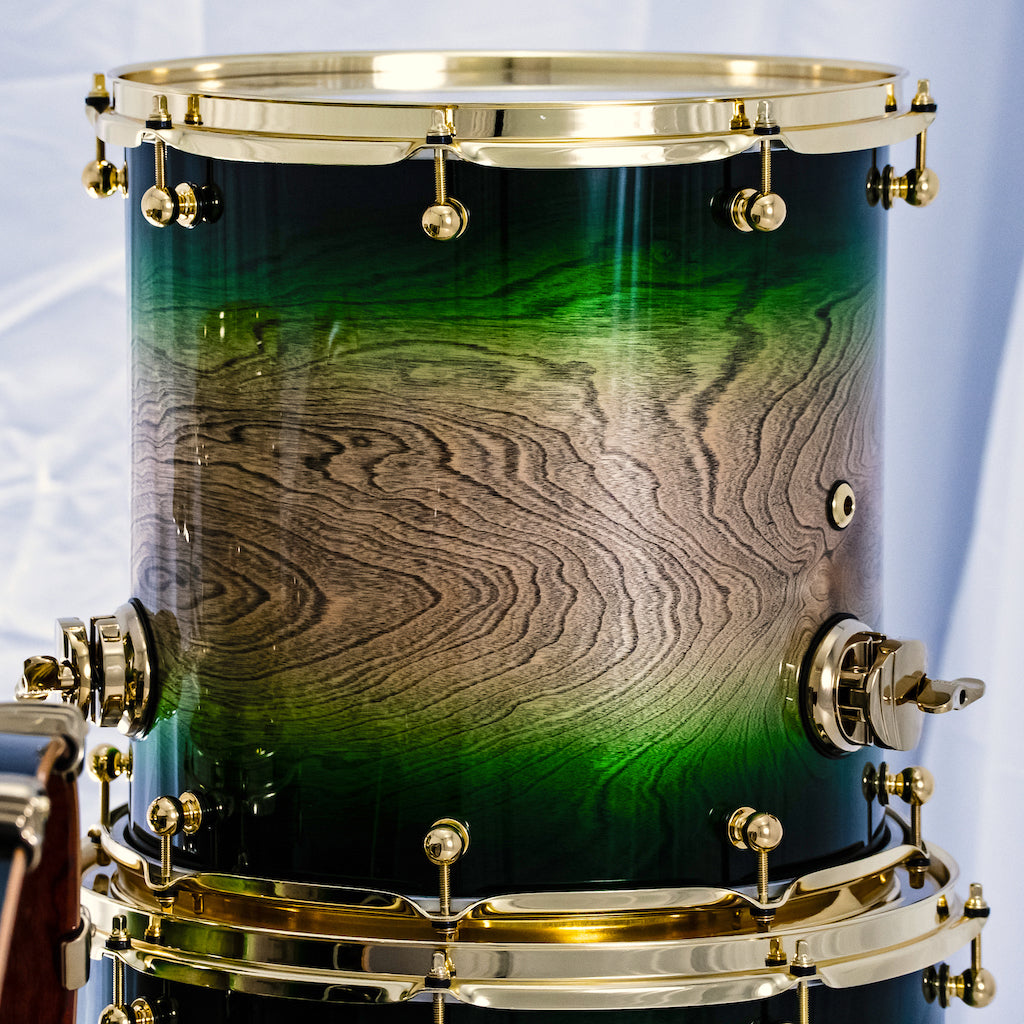 Chaos Elite Custom Drum Kit Birch & Bubinga - Green Natural Burst