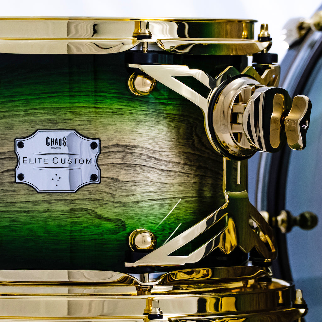 Chaos Elite Custom Drum Kit Birch & Bubinga - Green Natural Burst