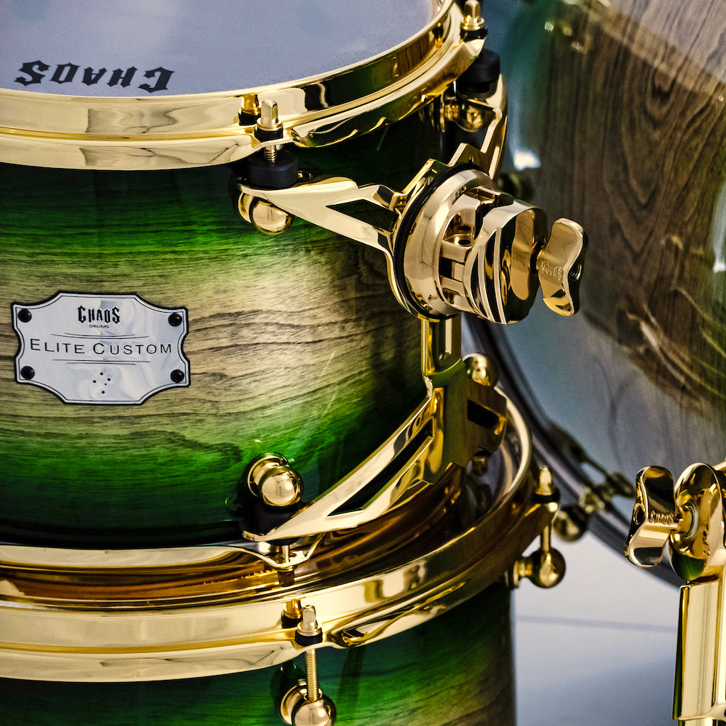 Chaos Elite Custom Drum Kit Birch & Bubinga - Green Natural Burst