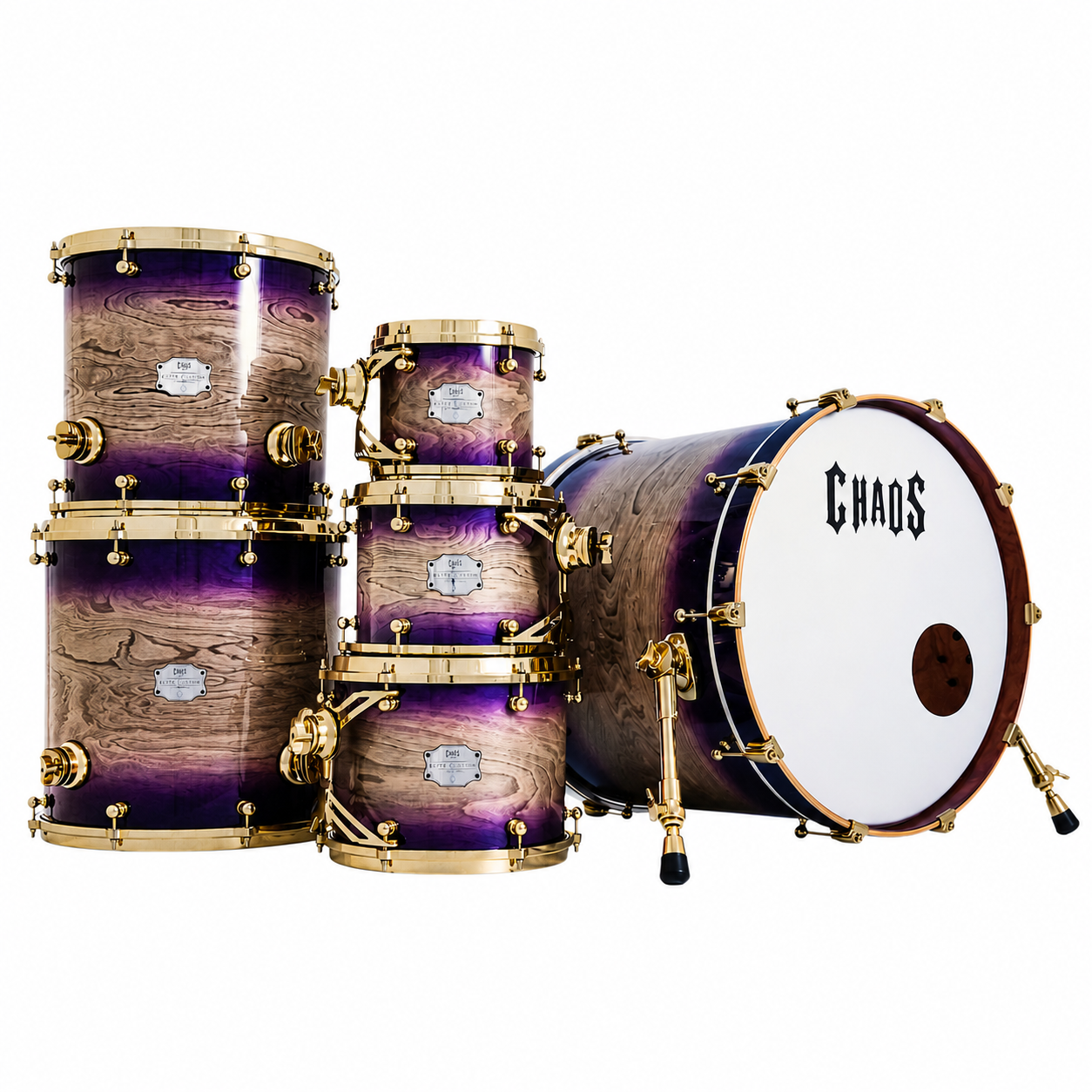 Chaos Elite Custom Drum Kit Birch & Bubinga - Purple Natural Burst