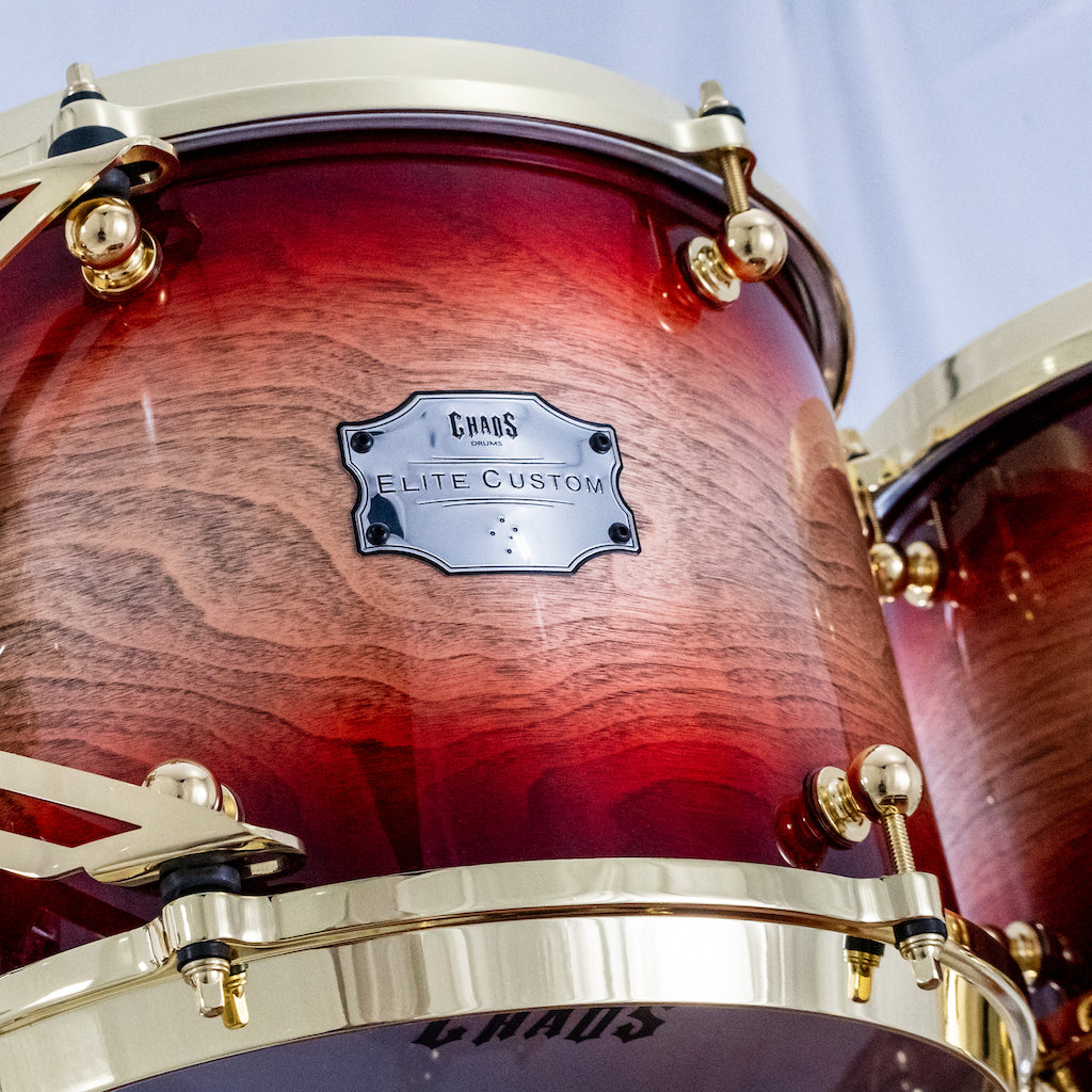 Chaos Elite Custom Drum Kit Birch & Bubinga - Red Natural Burst