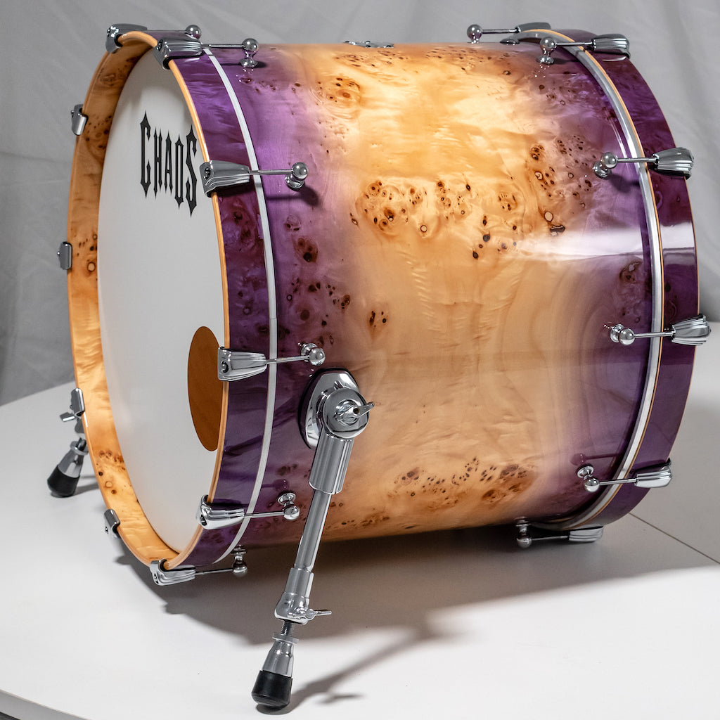 Chaos Elite Custom Drum Kit Maple & Mappa Burl Re-Rings - Purple Natural Burst