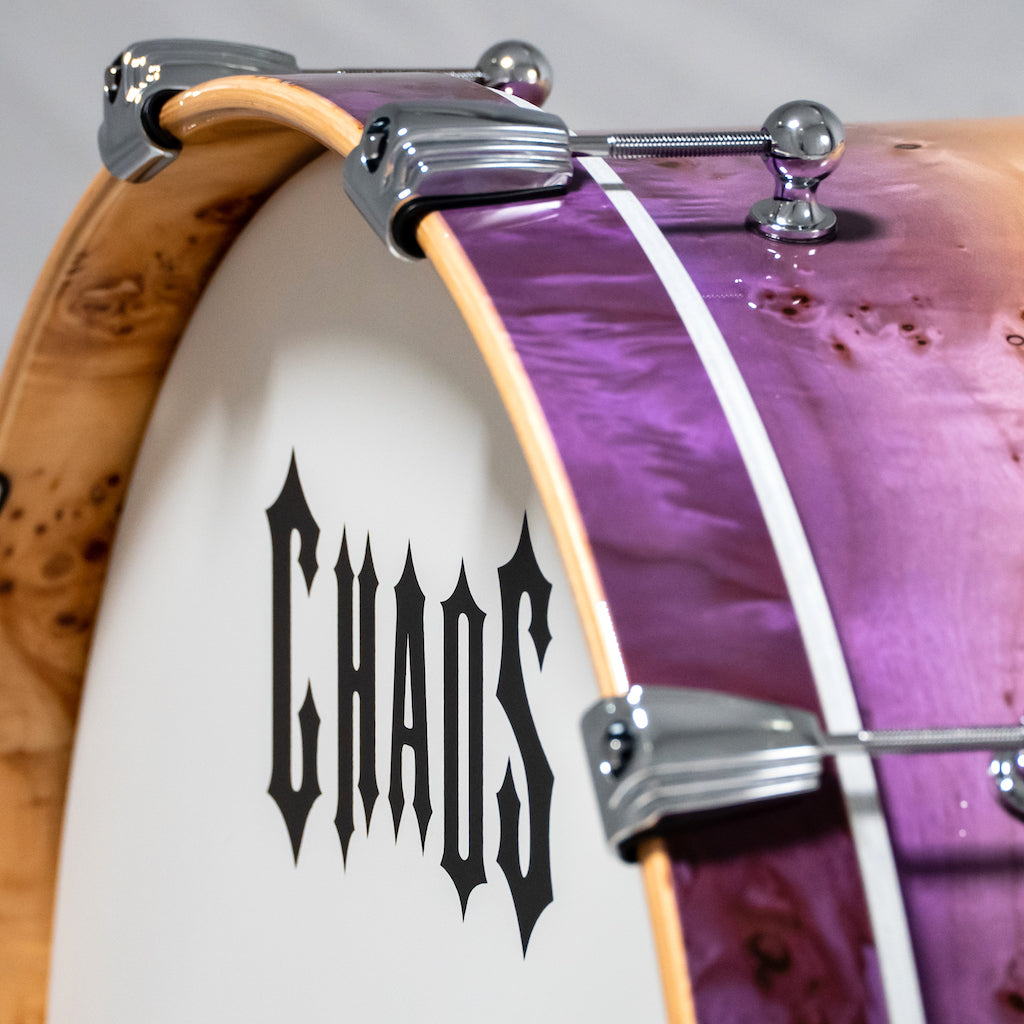 Chaos Elite Custom Drum Kit Maple & Mappa Burl Re-Rings - Purple Natural Burst