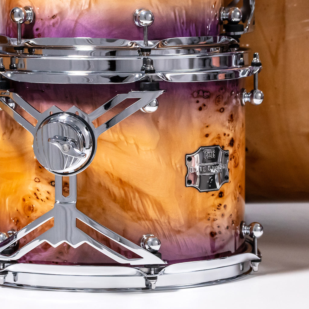 Chaos Elite Custom Drum Kit Maple & Mappa Burl Re-Rings - Purple Natural Burst