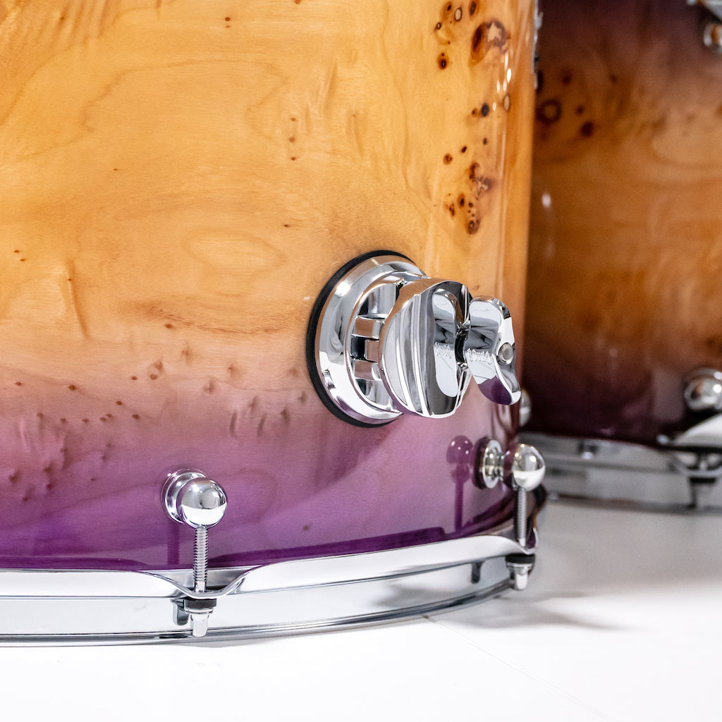Chaos Elite Custom Drum Kit Maple & Mappa Burl Re-Rings - Purple Natural Burst