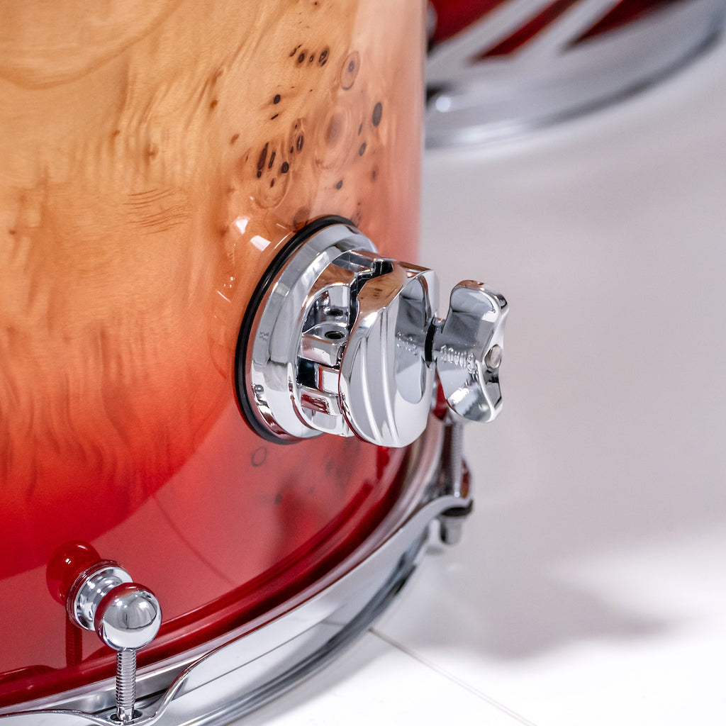 Chaos Elite Custom Drum Kit Maple & Mappa Burl Re-Rings - Red Natural Burst