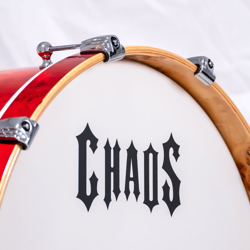 Chaos Elite Custom Drum Kit Maple & Mappa Burl Re-Rings - Red Natural Burst