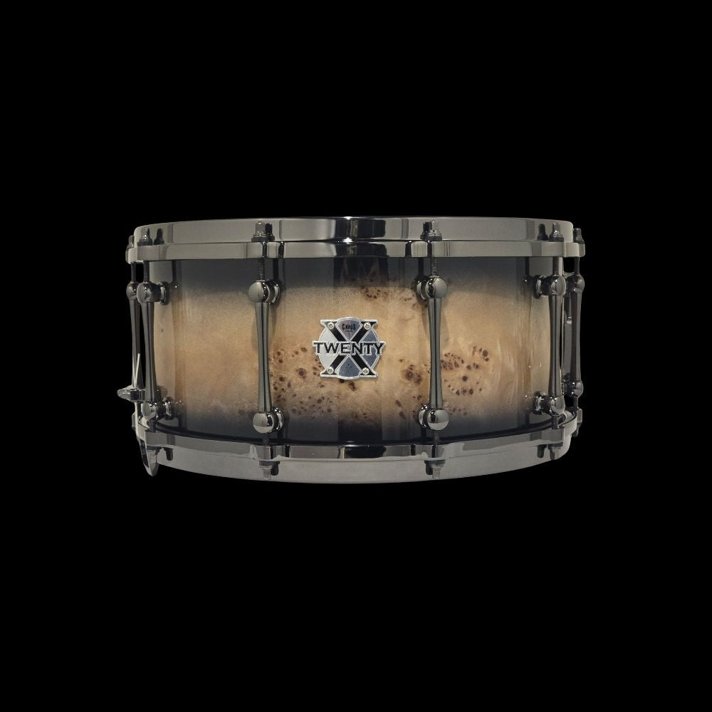 Chaos Twenty X Elite 14x6.5 20 Ply Snare Drum - Black Mappa Burl