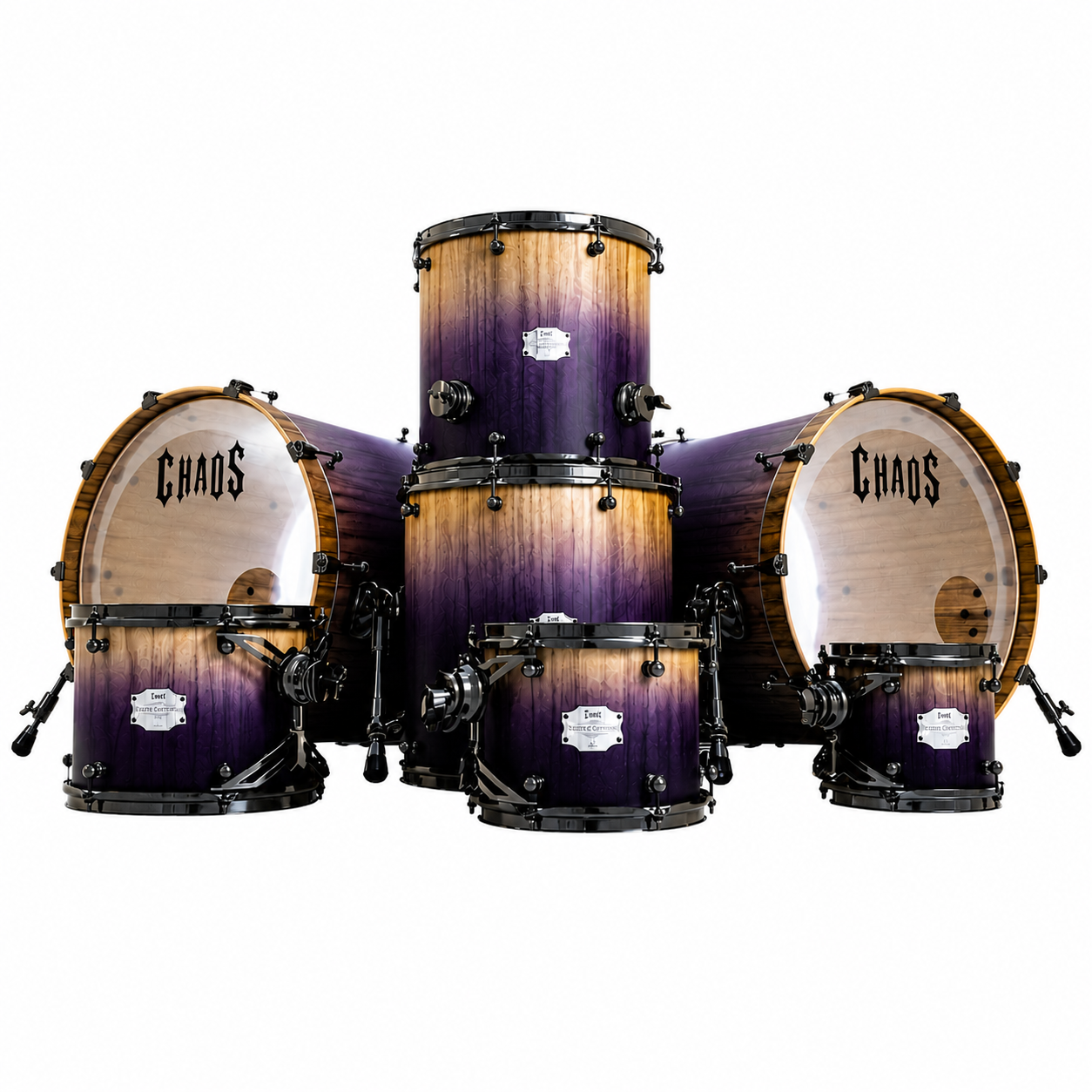 Chaos Elite Custom Drum Kit Maple & Black Limba - Purple Fade