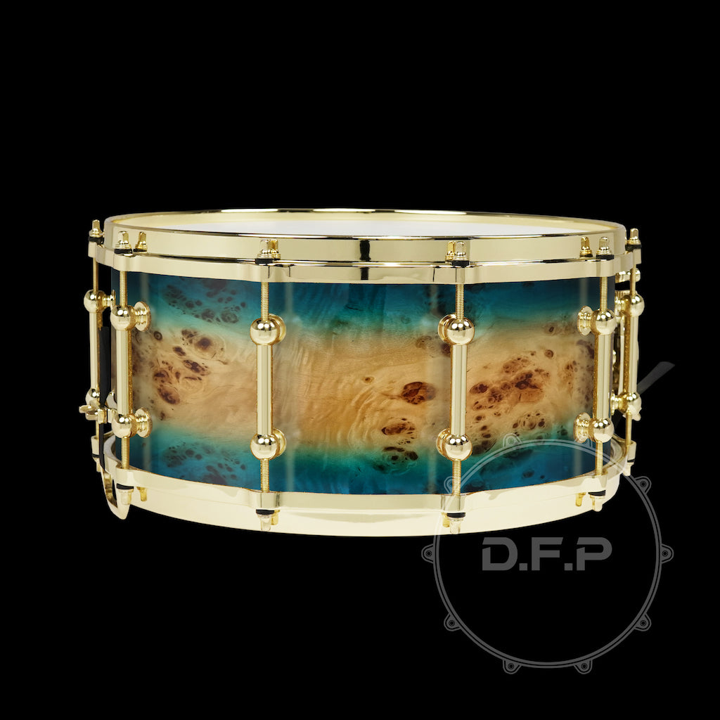 DFP 10Ply Maple Snare Drum Shells Blue Mappa Burl