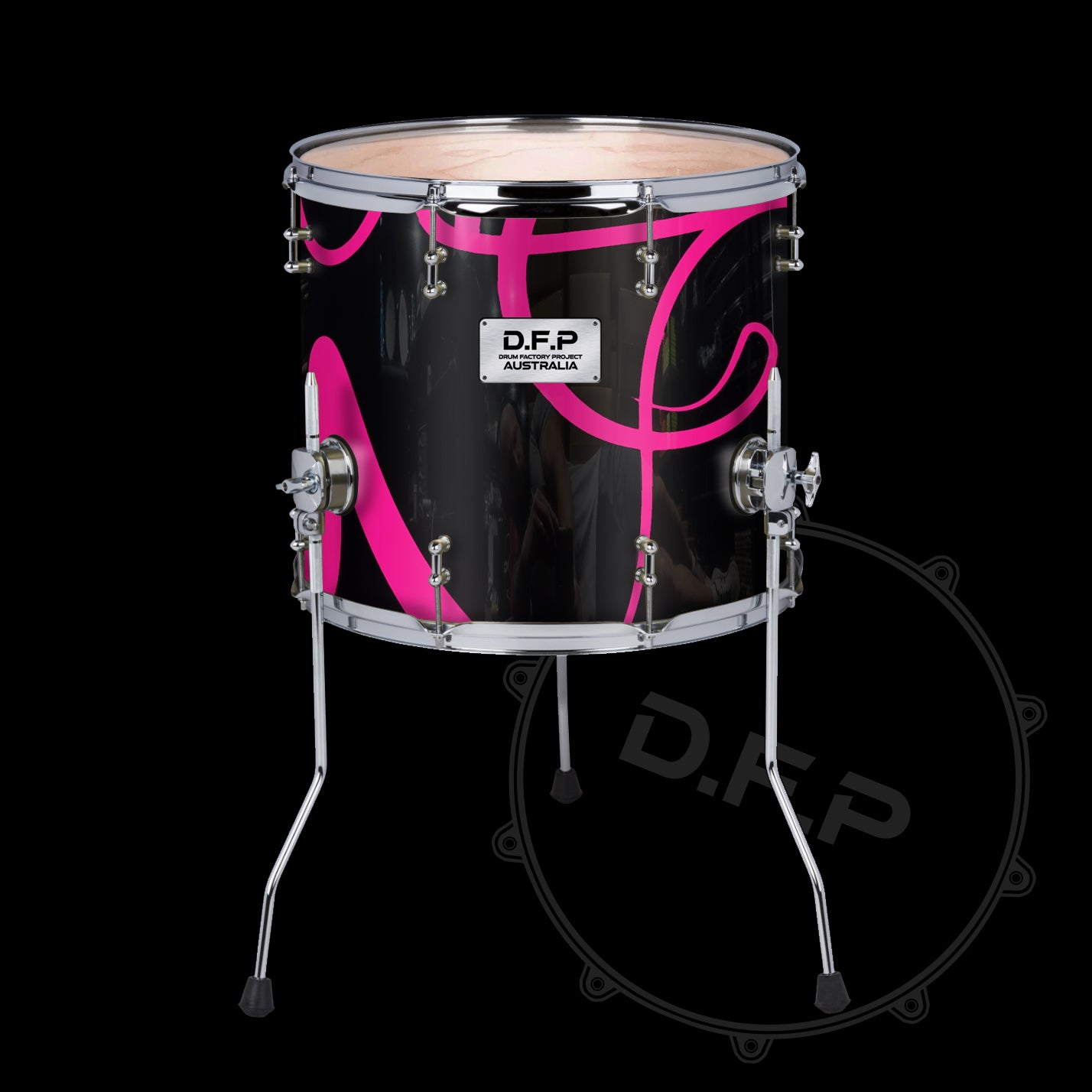 DFP Drum Wrap - Black & Pink Swirls
