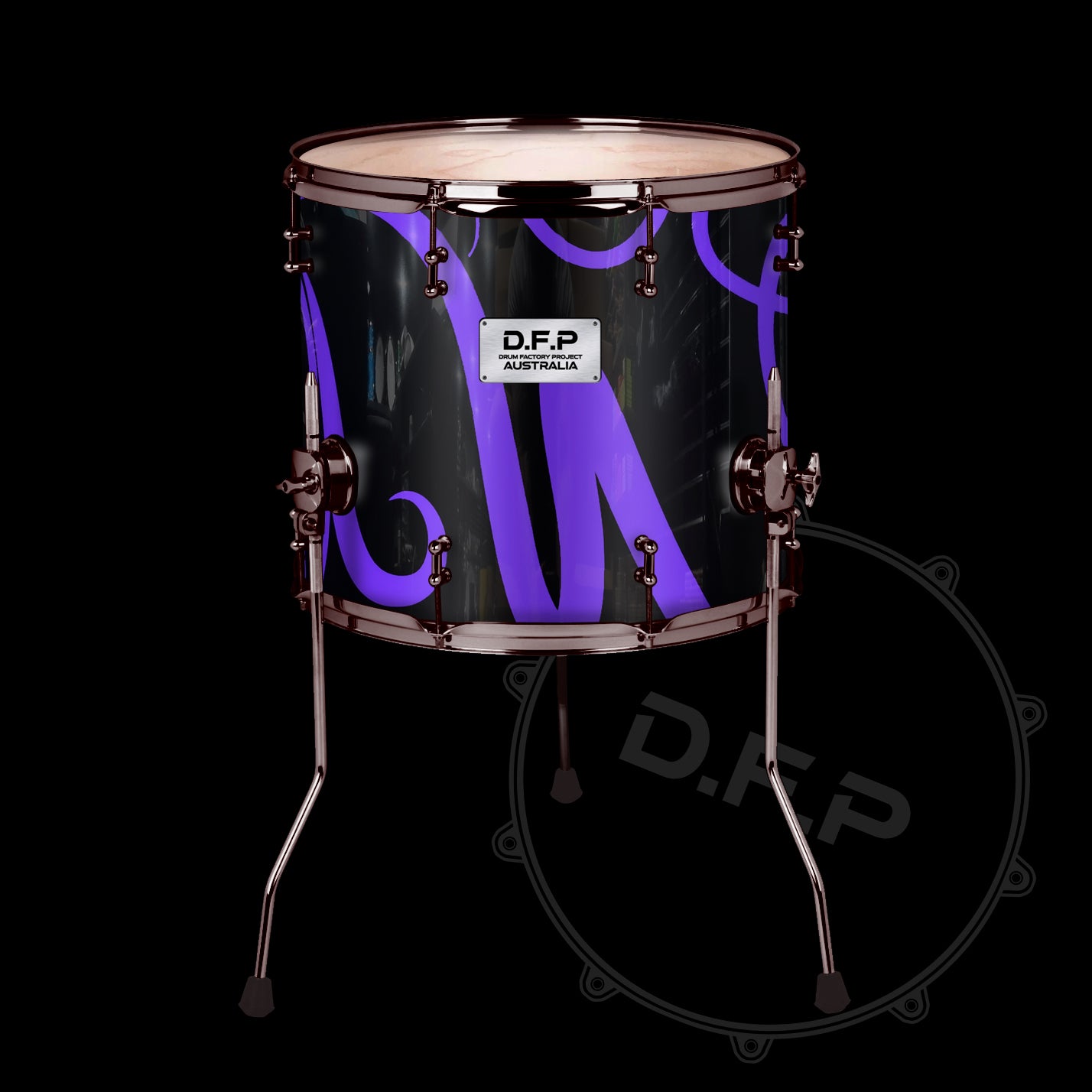 DFP Drum Wrap - Black & Purple Swirls