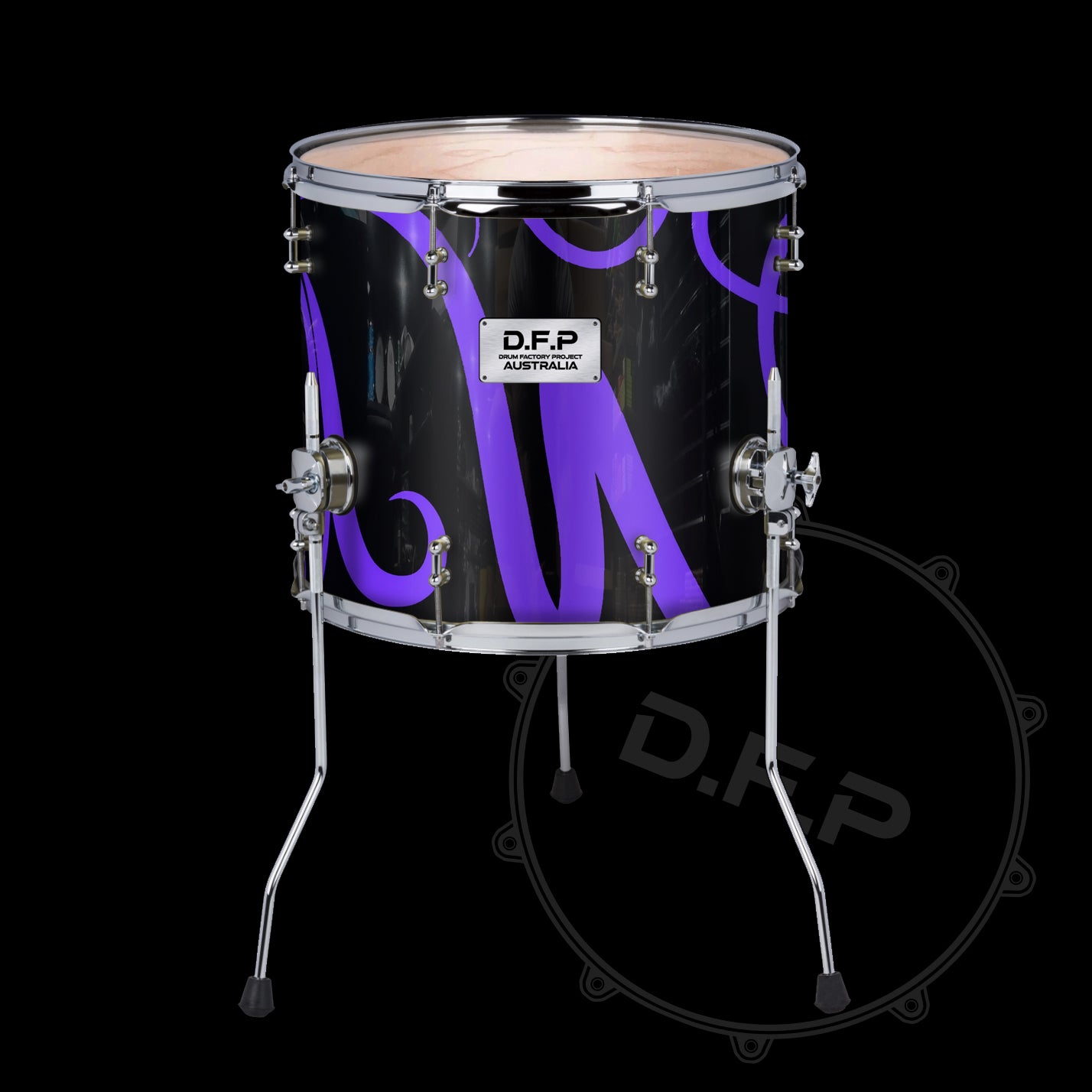 DFP Drum Wrap - Black & Purple Swirls