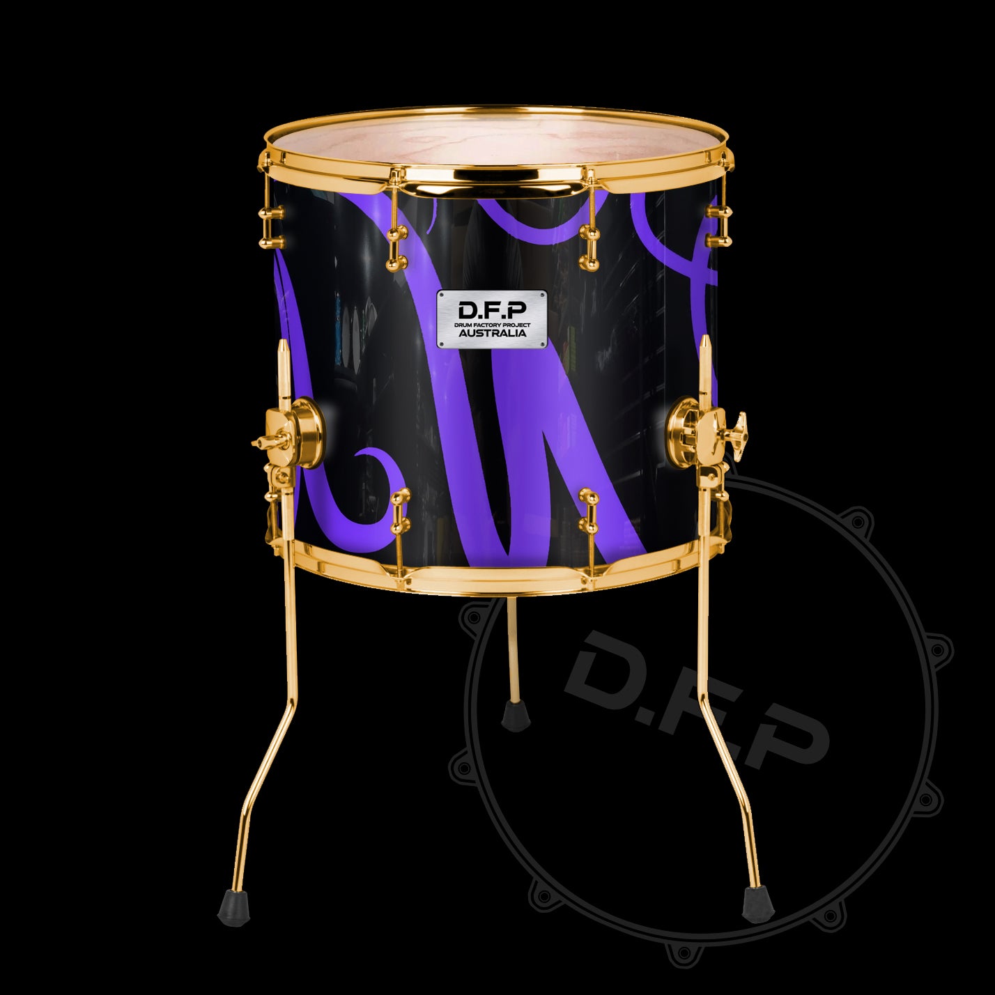 DFP Drum Wrap - Black & Purple Swirls