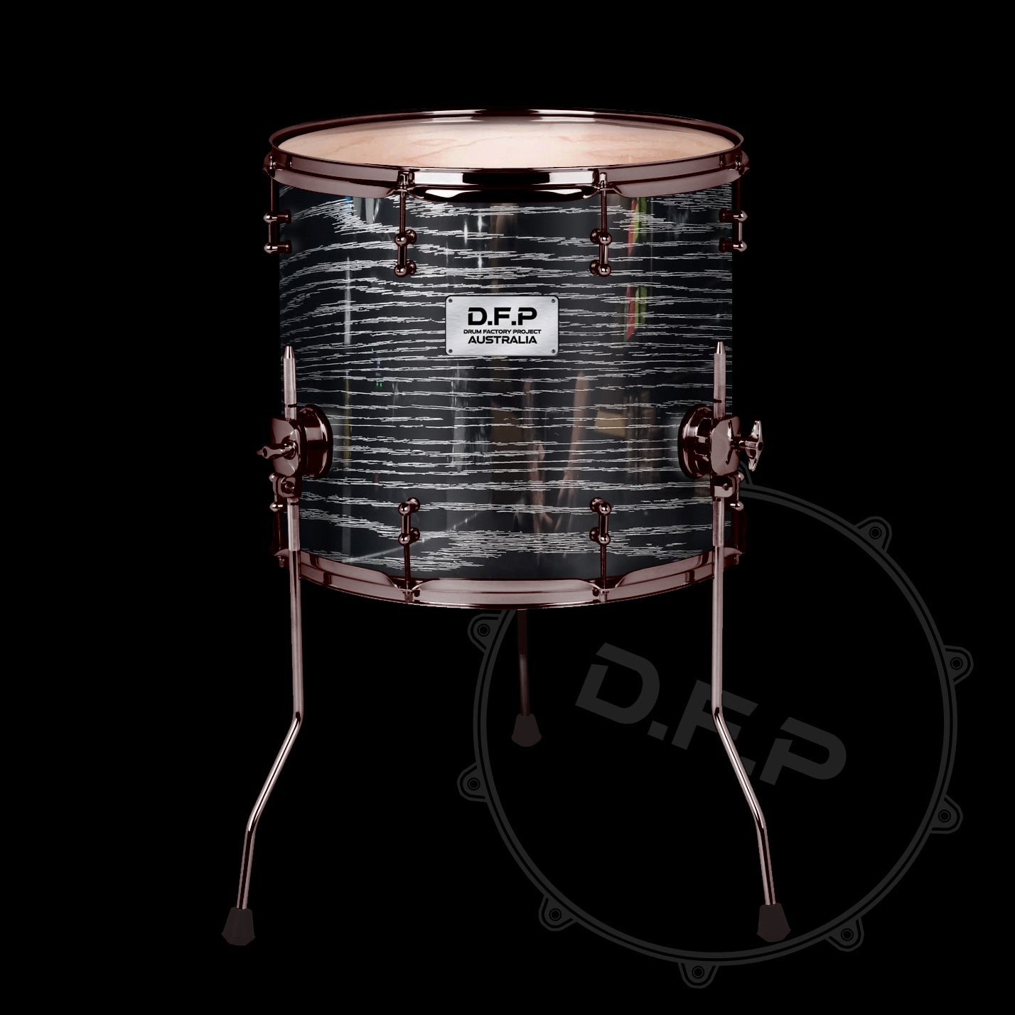 DFP Drum Wrap - Black & Silver Wood Grain