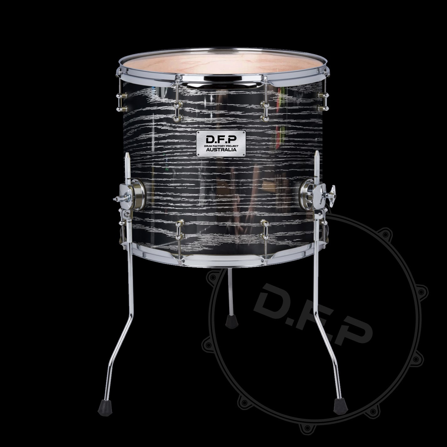 DFP Drum Wrap - Black & Silver Wood Grain