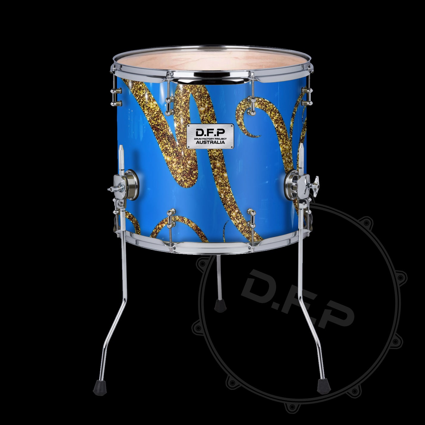 DFP Drum Wrap Blue & Gold Swirls