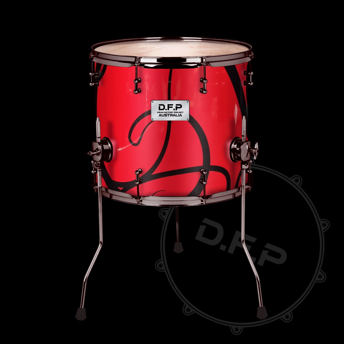 DFP Drum Wrap - Red & Back Swirls