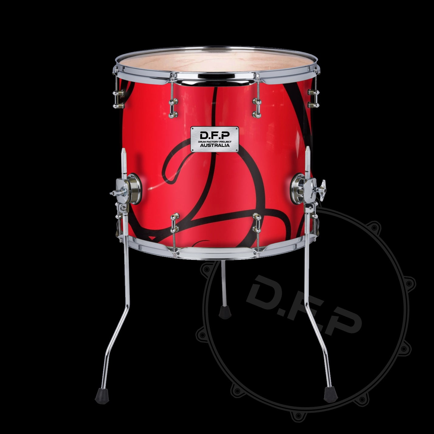 DFP Drum Wrap - Red & Back Swirls