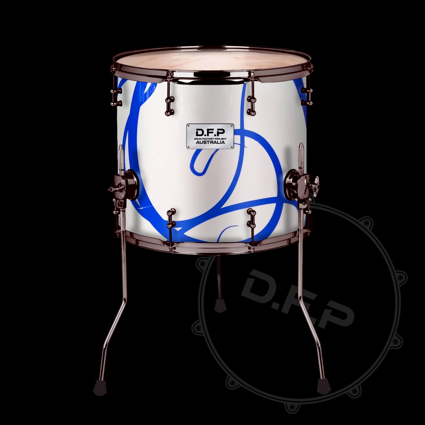 DFP Drum Wrap - White & Blue Swirls