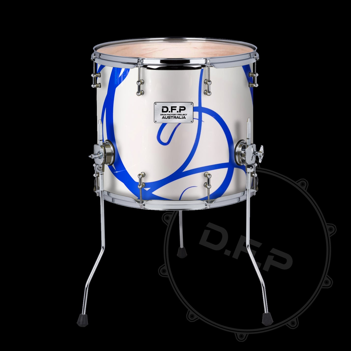 DFP Drum Wrap - White & Blue Swirls