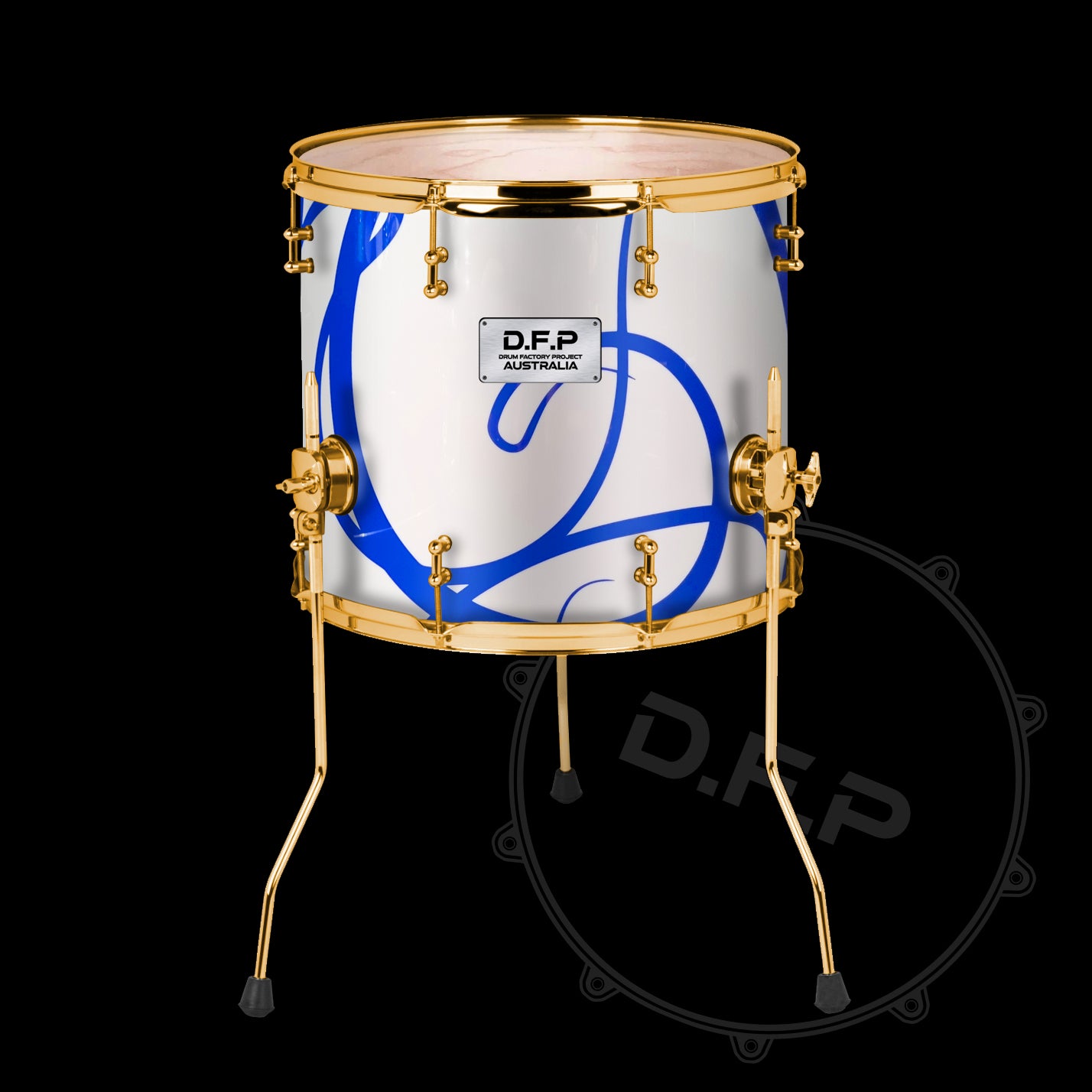 DFP Drum Wrap - White & Blue Swirls