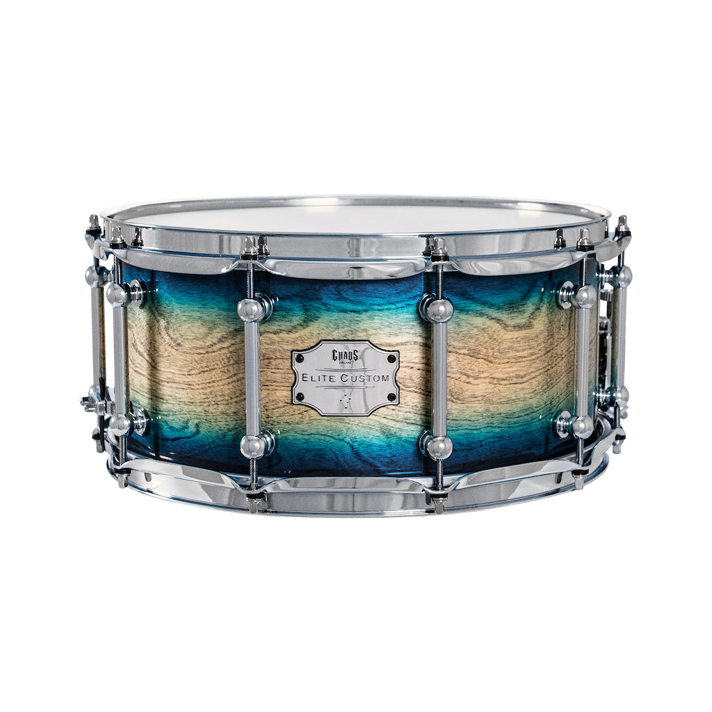 Chaos Elite Custom 14x6.5 Snare Drum Birch & Bubinga - Blue Natural Burst