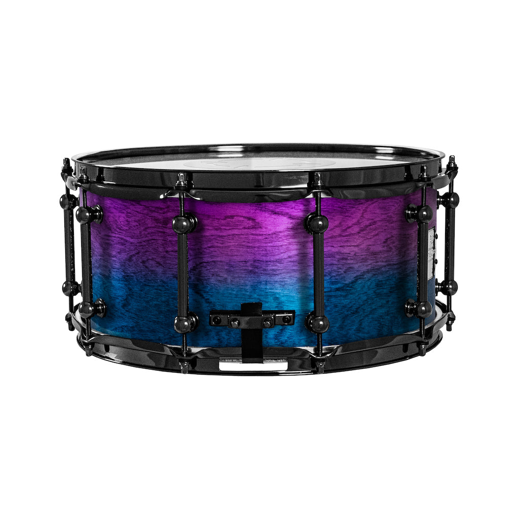 Chaos Elite Custom 14x6.5 Snare Drum Birch & Bubinga - Purple Blue Fade