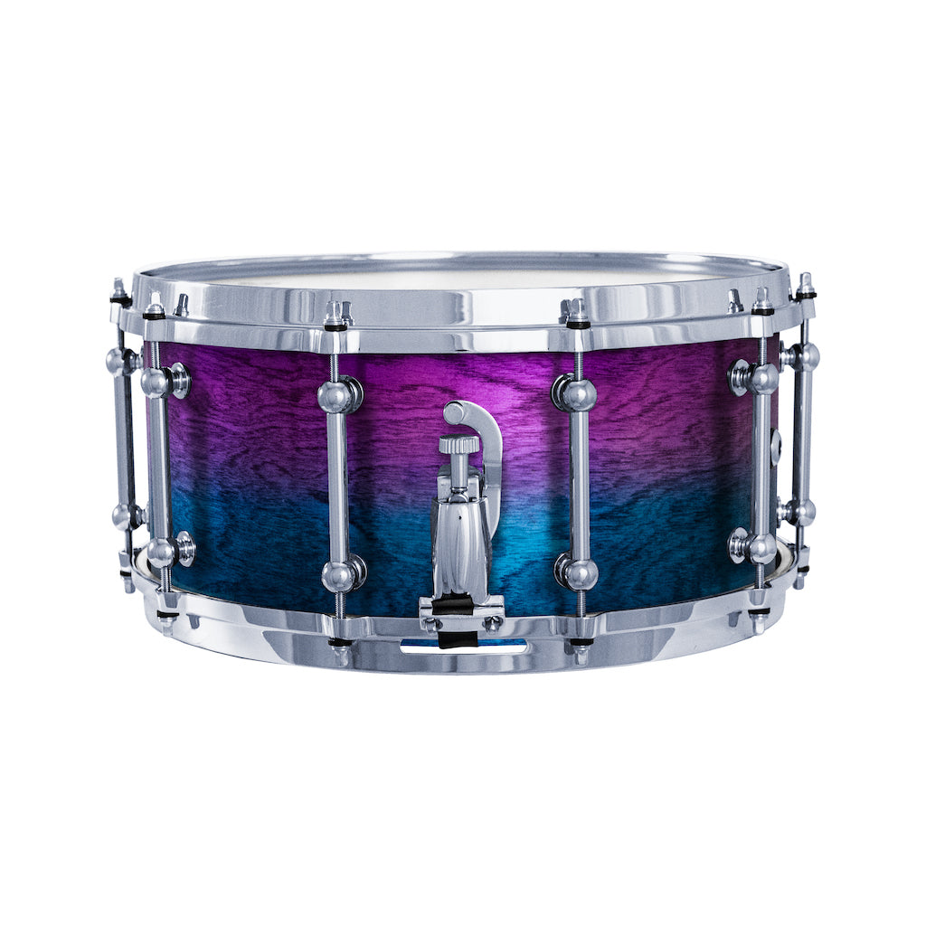 Chaos Elite Custom 14x6.5 Snare Drum Birch & Bubinga - Purple Blue Fade