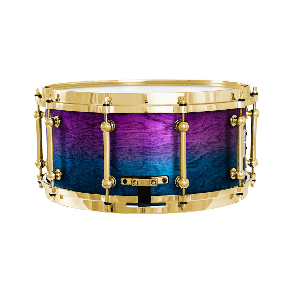 Chaos Elite Custom 14x6.5 Snare Drum Birch & Bubinga - Purple Blue Fade