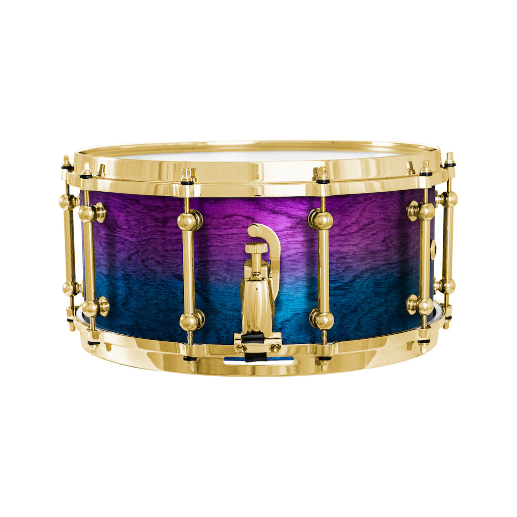 Chaos Elite Custom 14x6.5 Snare Drum Birch & Bubinga - Purple Blue Fade