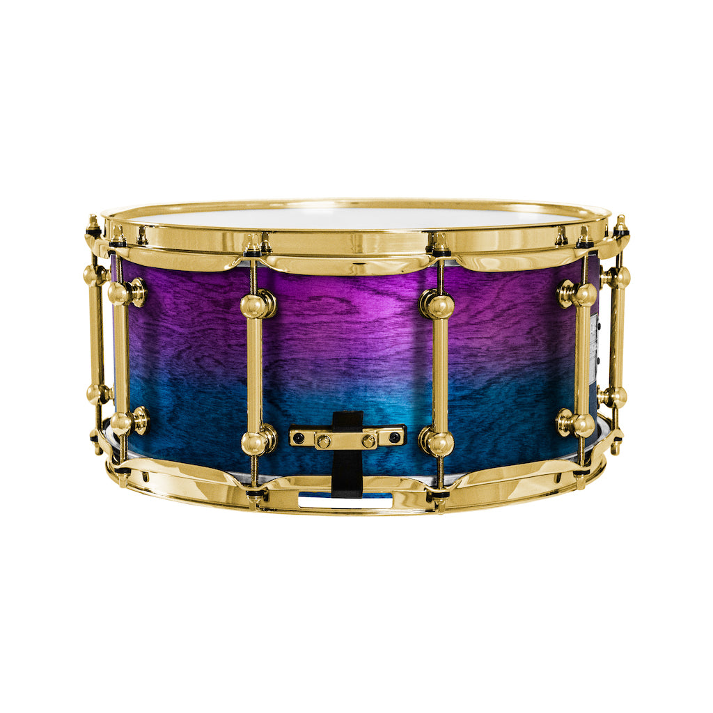 Chaos Elite Custom 14x6.5 Snare Drum Birch & Bubinga - Purple Blue Fade