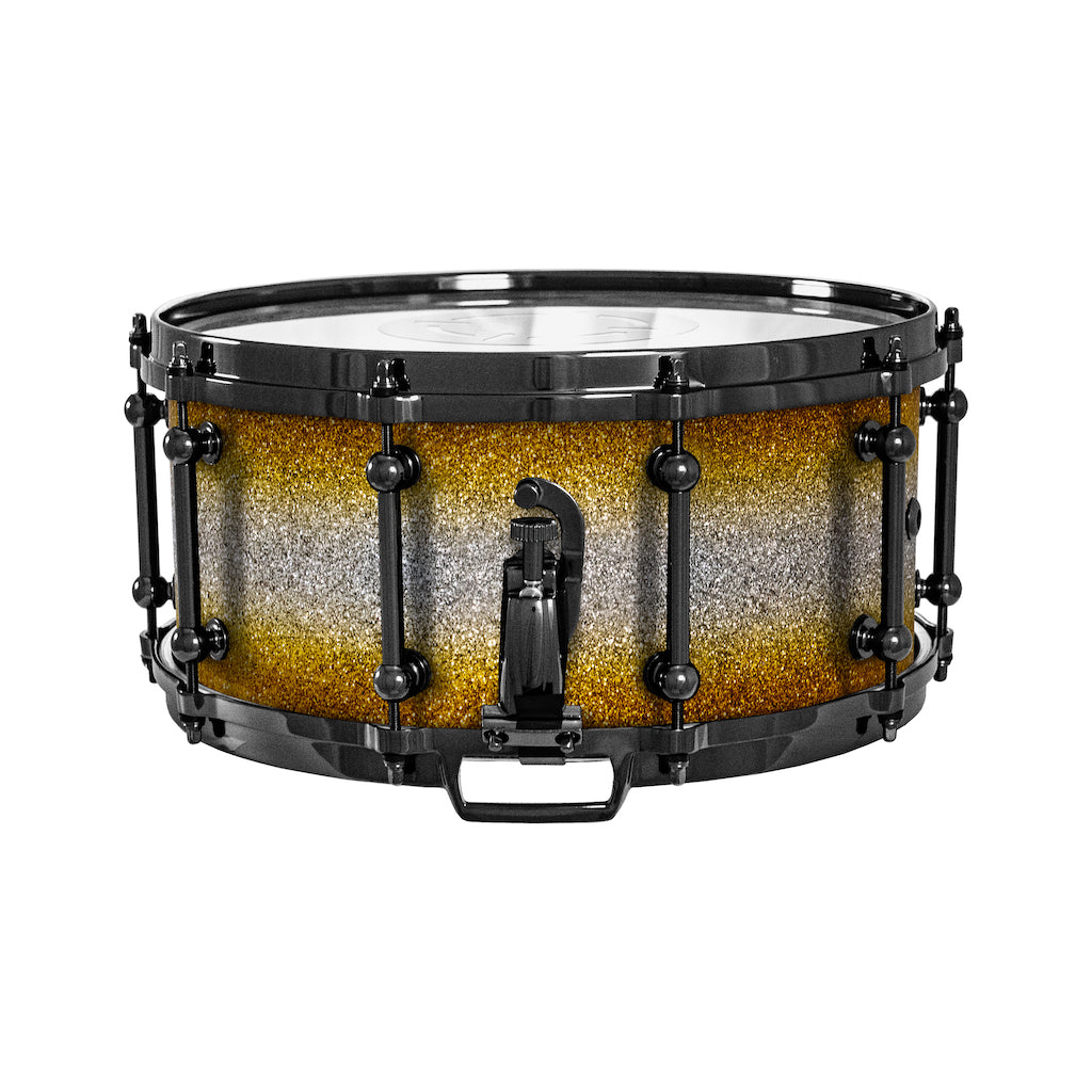 Chaos Elite Custom 14x6.5 Walnut Re-Ring Snare Drum - Gold & Silver Sparkle