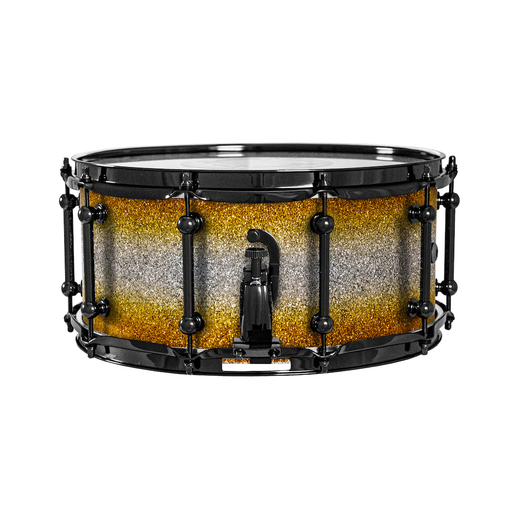 Chaos Elite Custom 14x6.5 Walnut Re-Ring Snare Drum - Gold & Silver Sparkle