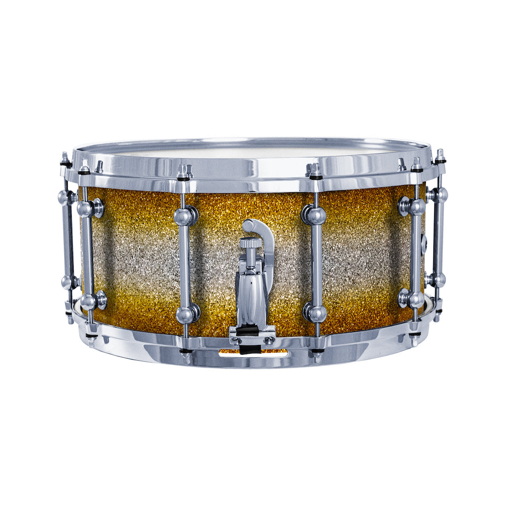Chaos Elite Custom 14x6.5 Walnut Re-Ring Snare Drum - Gold & Silver Sparkle