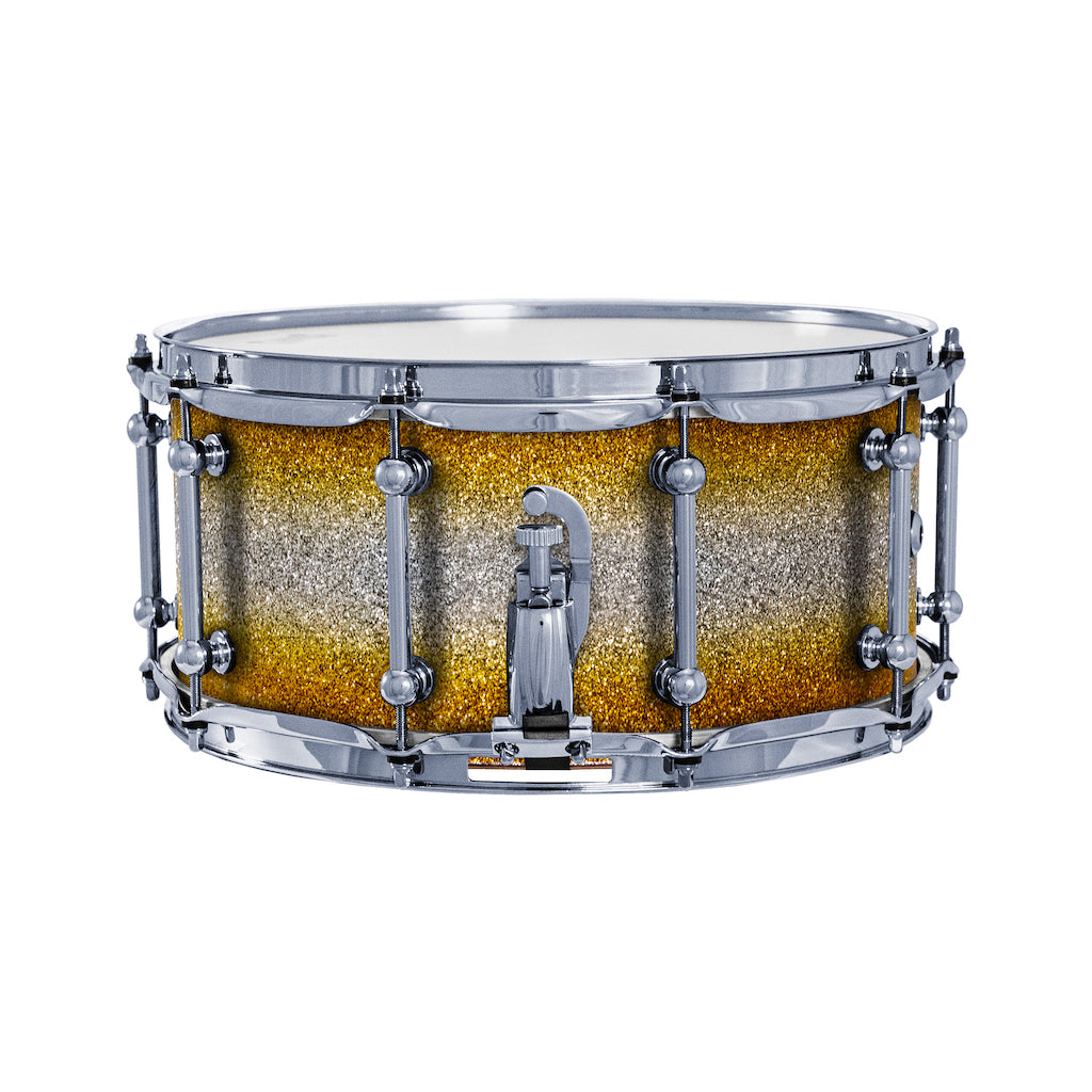 Chaos Elite Custom 14x6.5 Walnut Re-Ring Snare Drum - Gold & Silver Sparkle