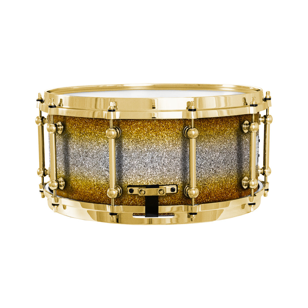 Chaos Elite Custom 14x6.5 Walnut Re-Ring Snare Drum - Gold & Silver Sparkle