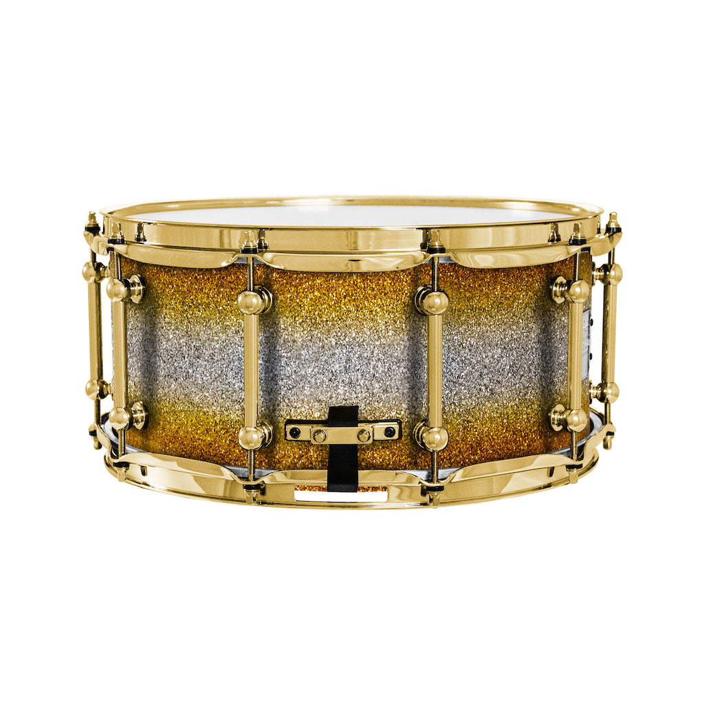 Chaos Elite Custom 14x6.5 Walnut Re-Ring Snare Drum - Gold & Silver Sparkle