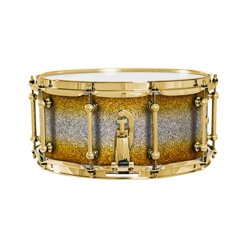 Chaos Elite Custom 14x6.5 Walnut Re-Ring Snare Drum - Gold & Silver Sparkle
