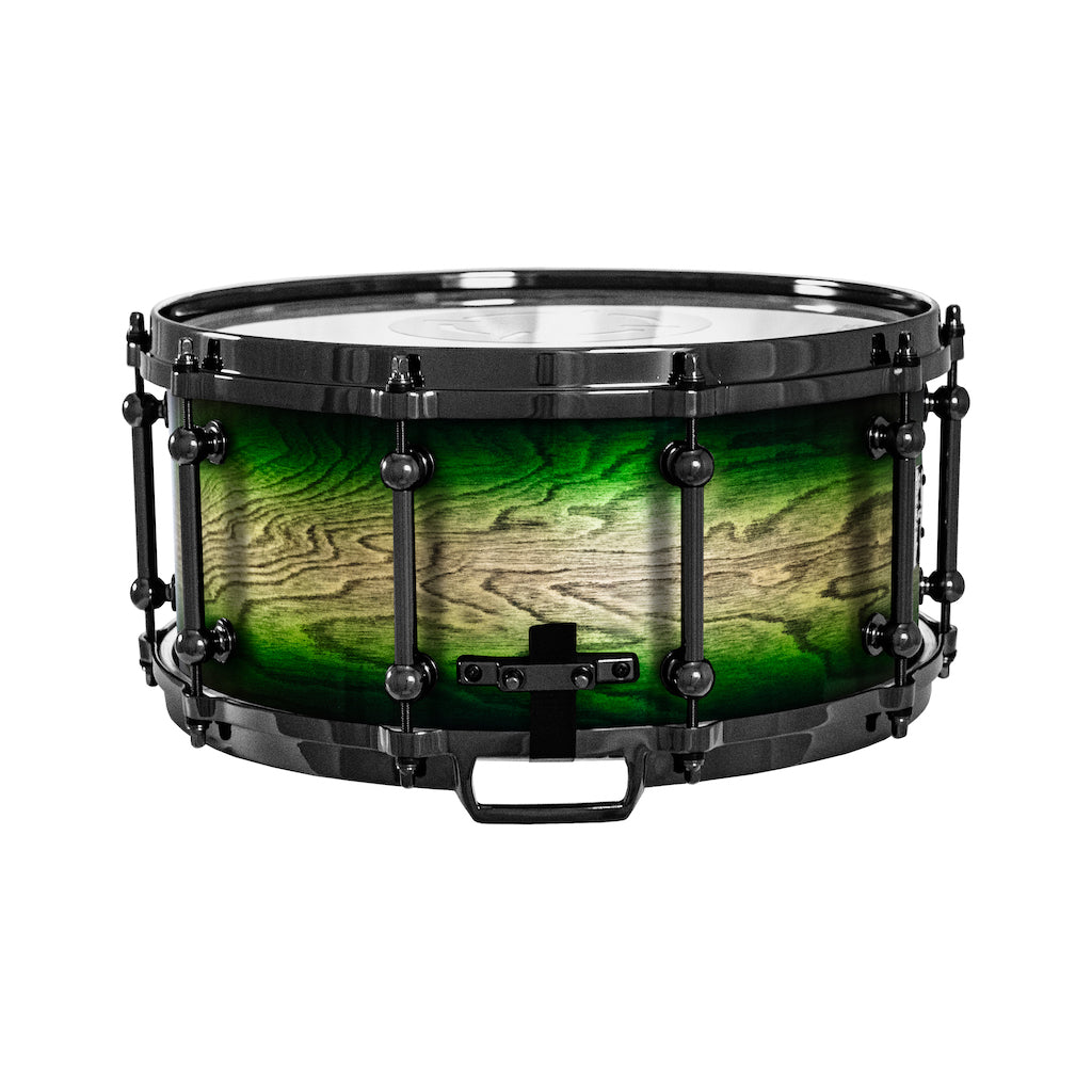Chaos Elite Custom 14x6.5 Snare Drum Birch & Bubinga - Green Natural Burst