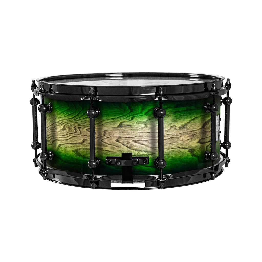 Chaos Elite Custom 14x6.5 Snare Drum Birch & Bubinga - Green Natural Burst