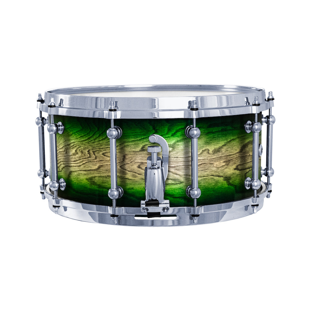 Chaos Elite Custom 14x6.5 Snare Drum Birch & Bubinga - Green Natural Burst