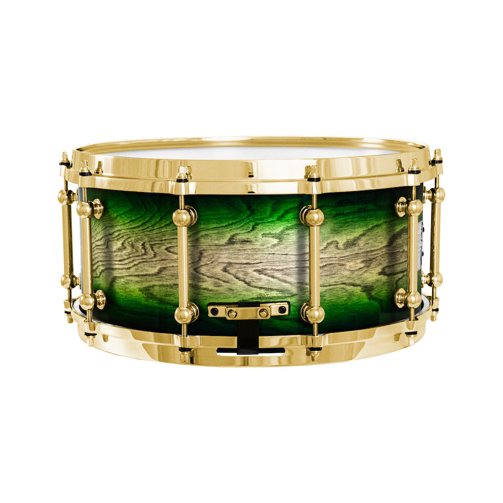 Chaos Elite Custom 14x6.5 Snare Drum Birch & Bubinga - Green Natural Burst