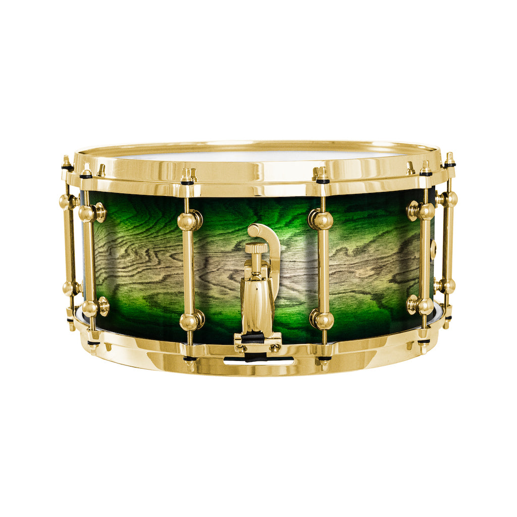 Chaos Elite Custom 14x6.5 Snare Drum Birch & Bubinga - Green Natural Burst